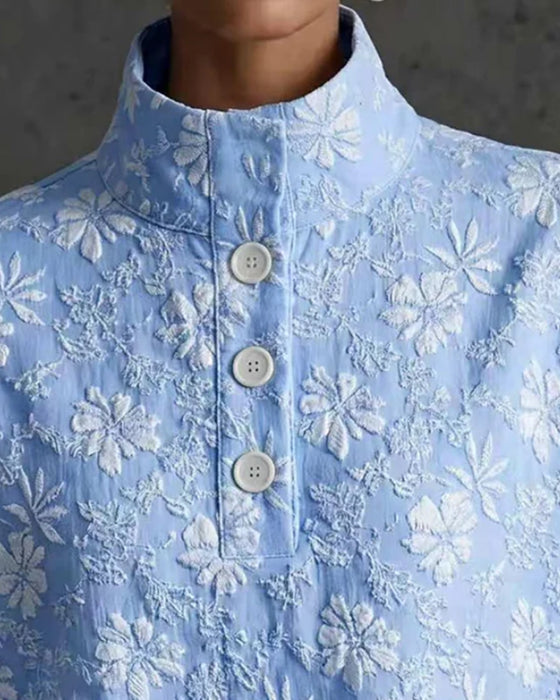 Bluse Mock Neck Knopf Mode
