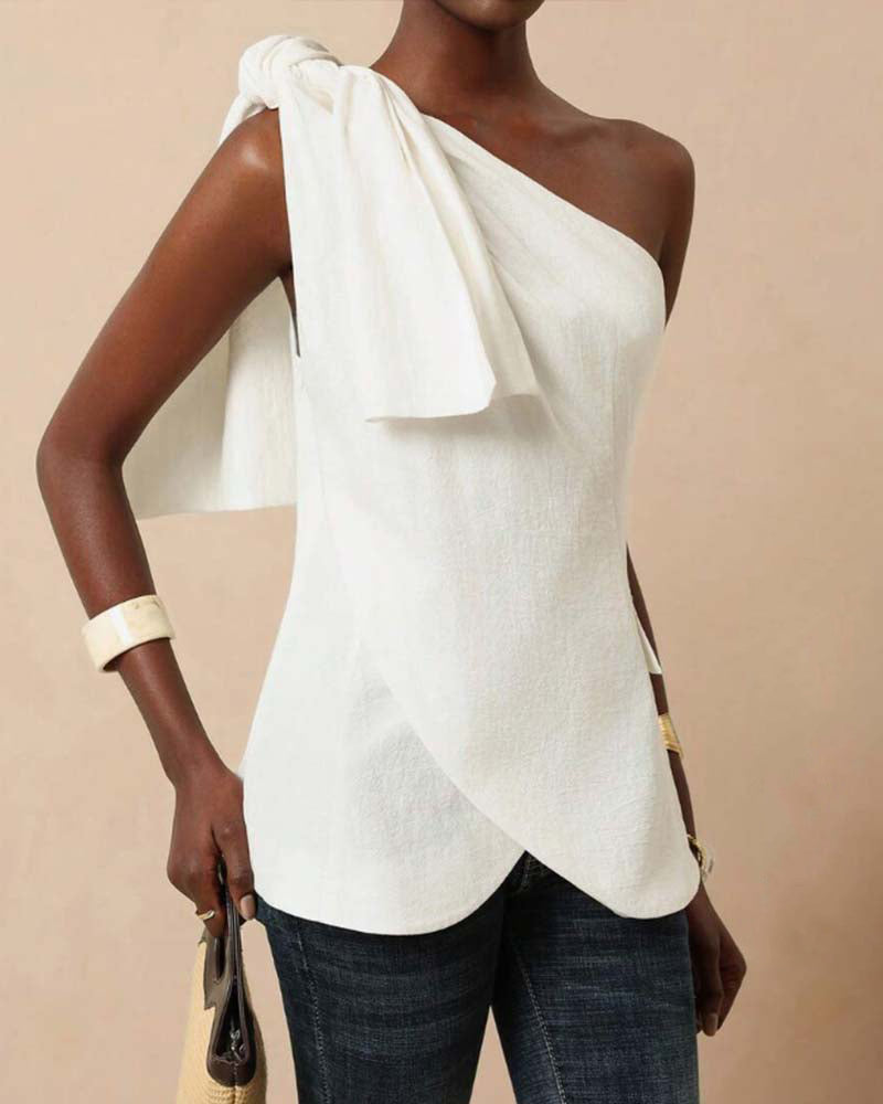 Bluse Off-Shoulder Kreuz Bindung Design