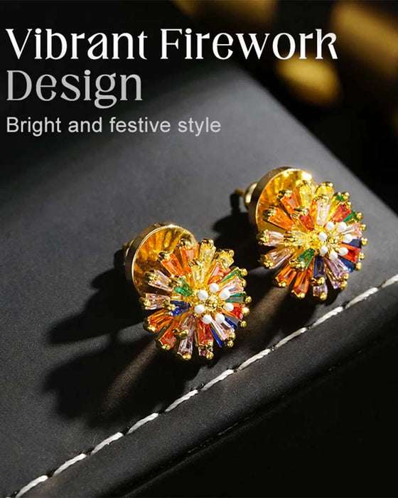 Bunte Feuerwerk Ohrstecker 💎 Zirkonia Design & Minimalistisch Elegant