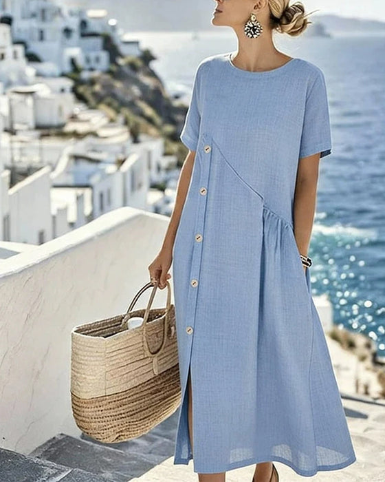 Kleid Knopf Dekor Lässig