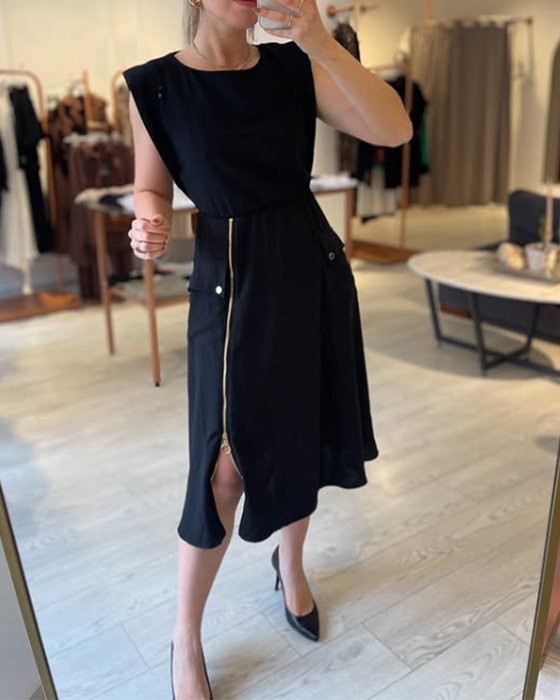 Kleid Mode Taille Reißverschluss Schlitz