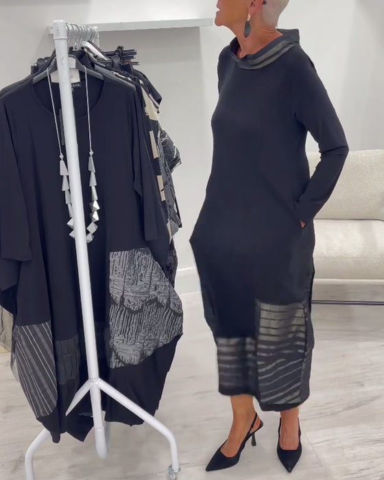 Modisches unifarbenes Kleid mit Abnähern