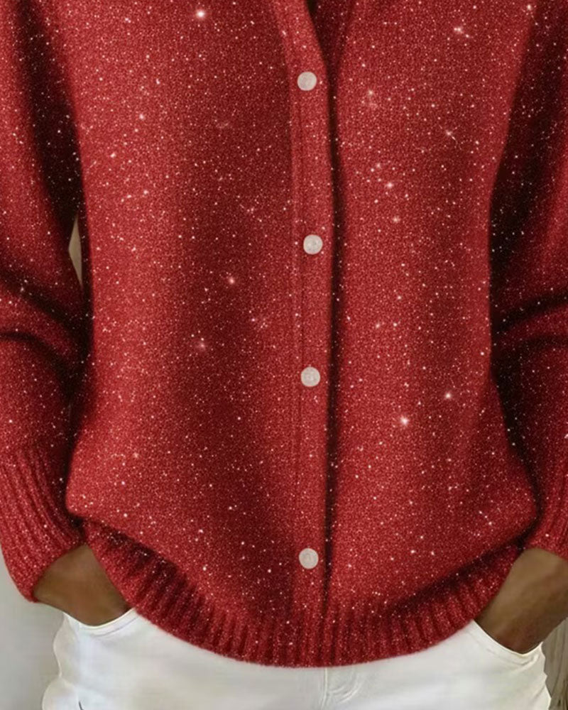 Cardigan Revers Lässig Langarm