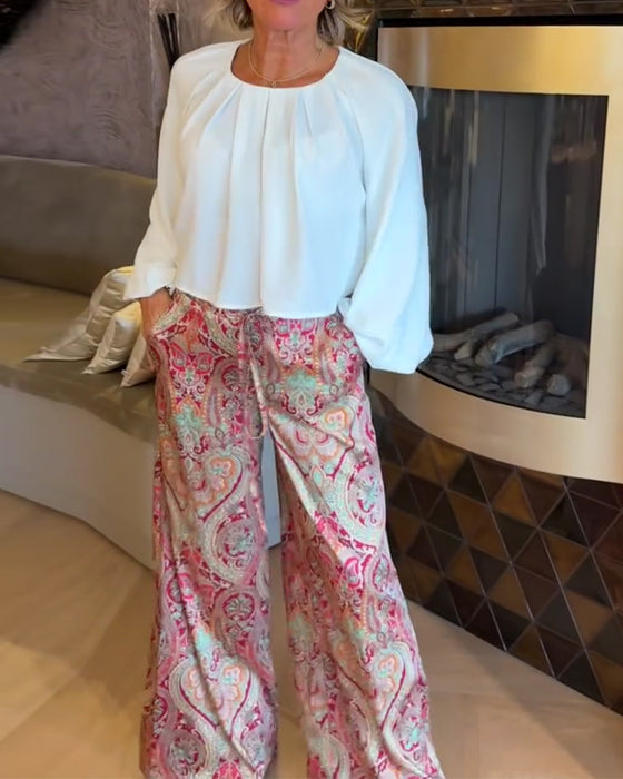 Bluse Französisch Puffärmel Gekürzt