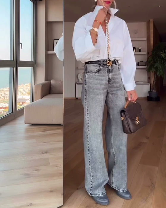 Hemd Revers Einfarbig Casual