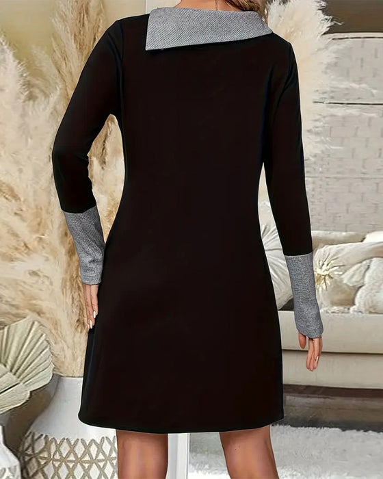 Kleid lässig schräger Halsausschnitt mit langen Ärmeln