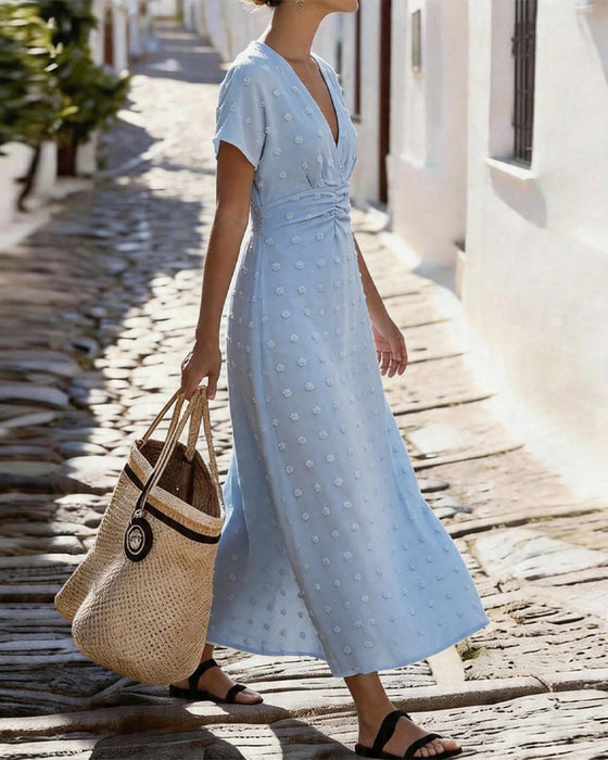 Kleid V-Ausschnitt Taille Lässig