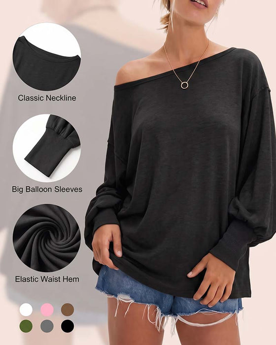 Oberteil Off-Shoulder Laternenärmel Langarm