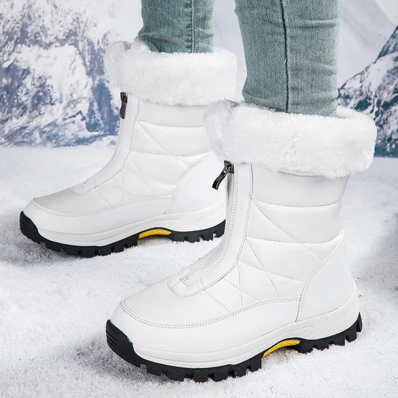 rutschfeste warme Schneestiefel mit Reißverschluss für Damen