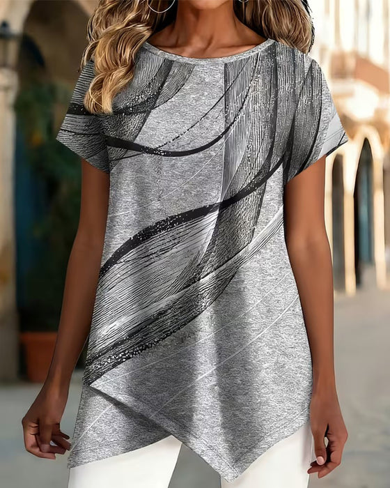 T-Shirt Kurzarm Asymmetrischer Saum