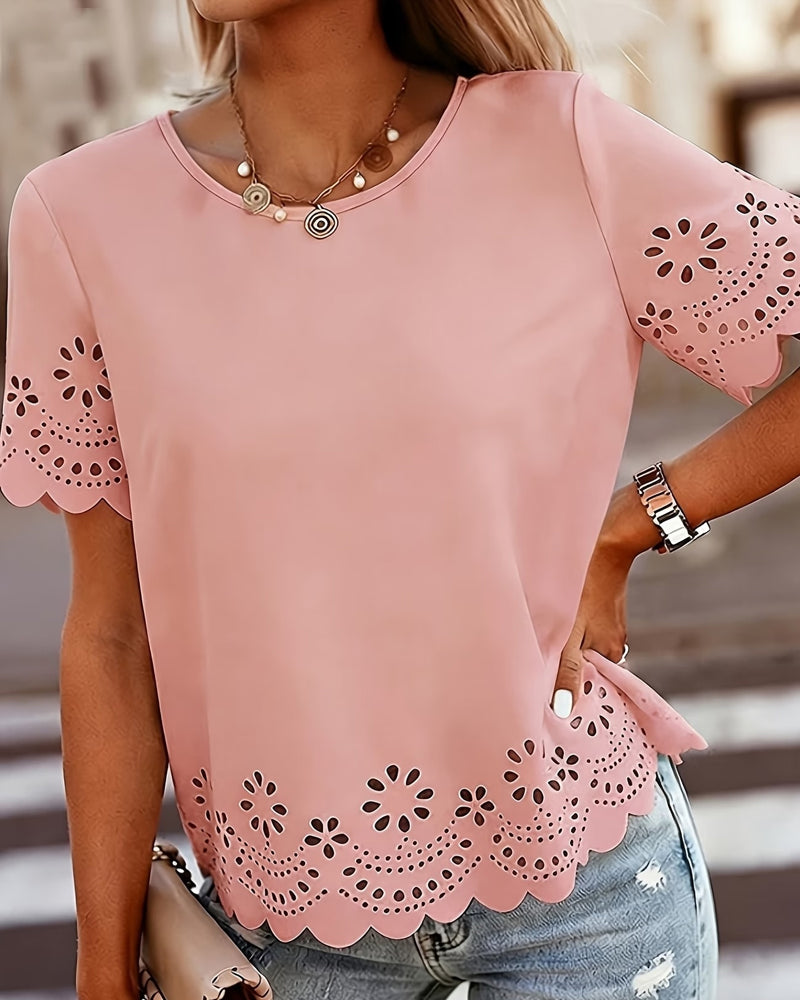 Bluse Rundhals Ausgeschnitten