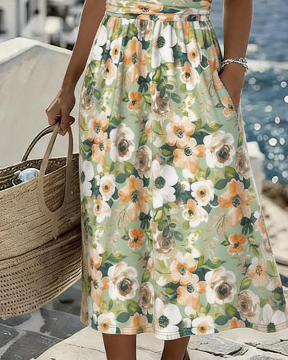 Kleid Blumenprint Kurzarm