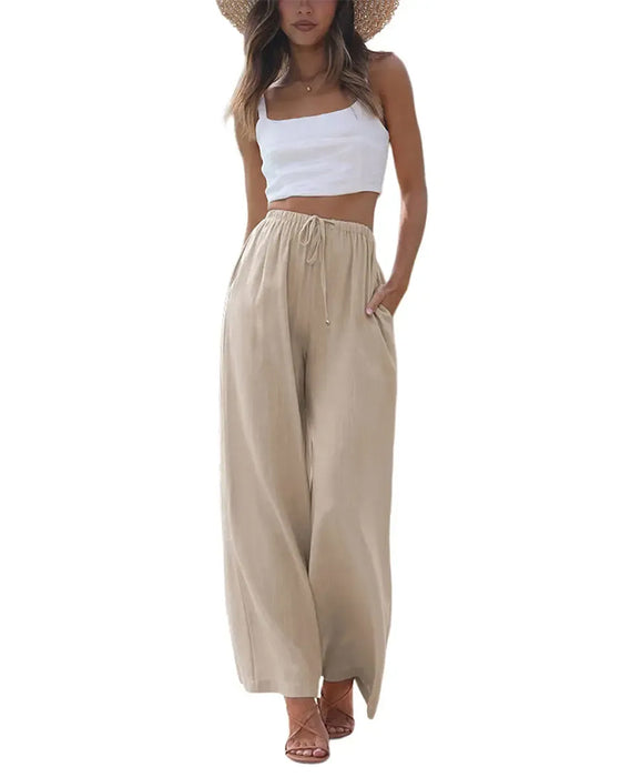 Hose Loose Fit Lässig Kordelzug Weit Bein