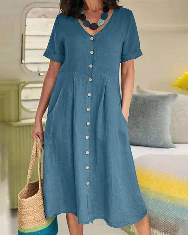 Kleid Lässig Einreihig