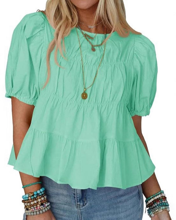 Bluse Puffärmel Loose Fit Rüschen