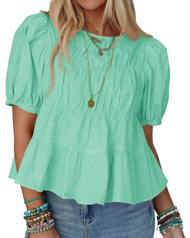 Bluse Puffärmel Loose Fit Rüschen