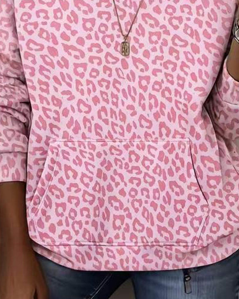 Hoodie Kapuze Leopard Tasche Locker