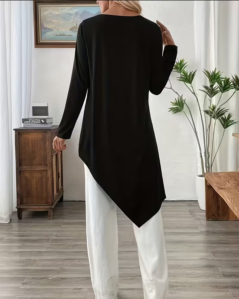 Top Asymmetrisch Midilänge Unifarben