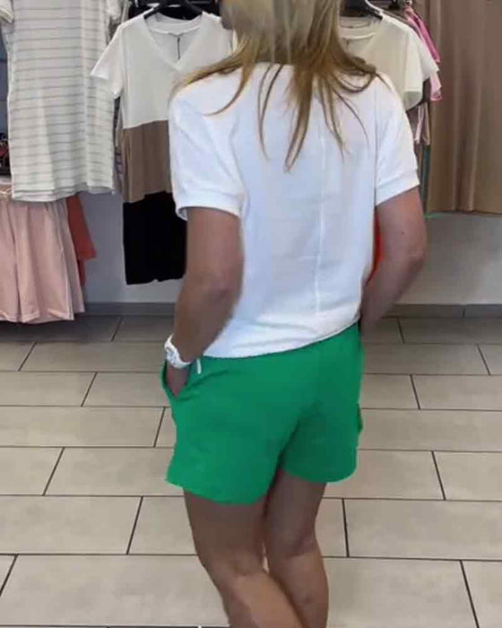 Lässiges Set mit bedruckten Shorts mit mittlerer Taille