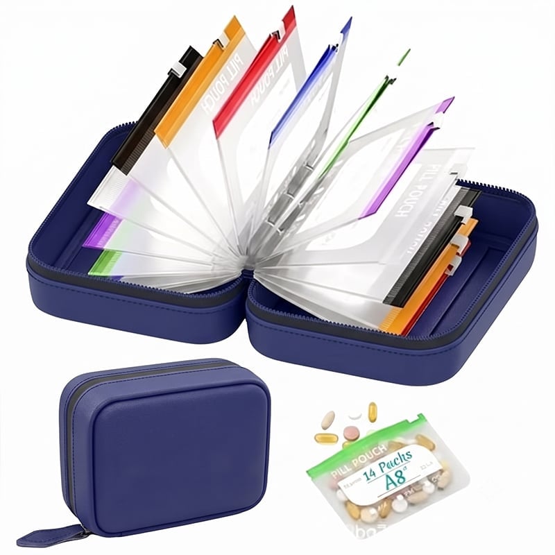 Premium wasserdichtes PU-Reise-Pillenbox-Set