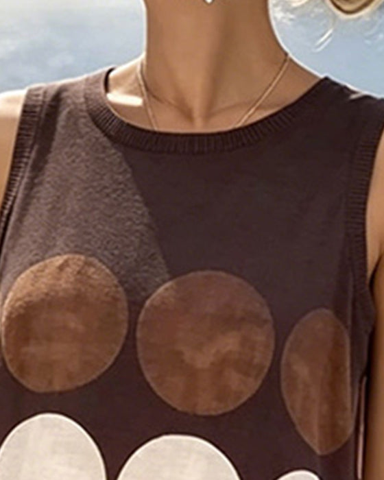 Lässiges Kleid, Tupfenmuster, Ärmellos