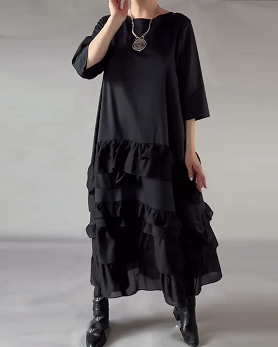 Kleid Mit Rundhalsausschnitt Und Doppelter Lage
