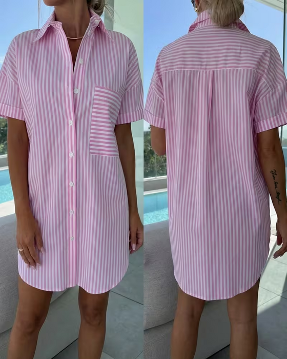 Kleid Streifen Hemd Stil