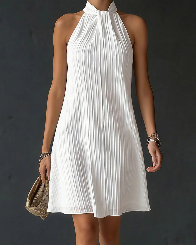 Kleid Halter Strukturiert A-Linie Kurz