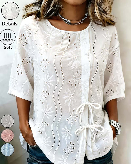 Bluse Seite Binden Ausschnitt