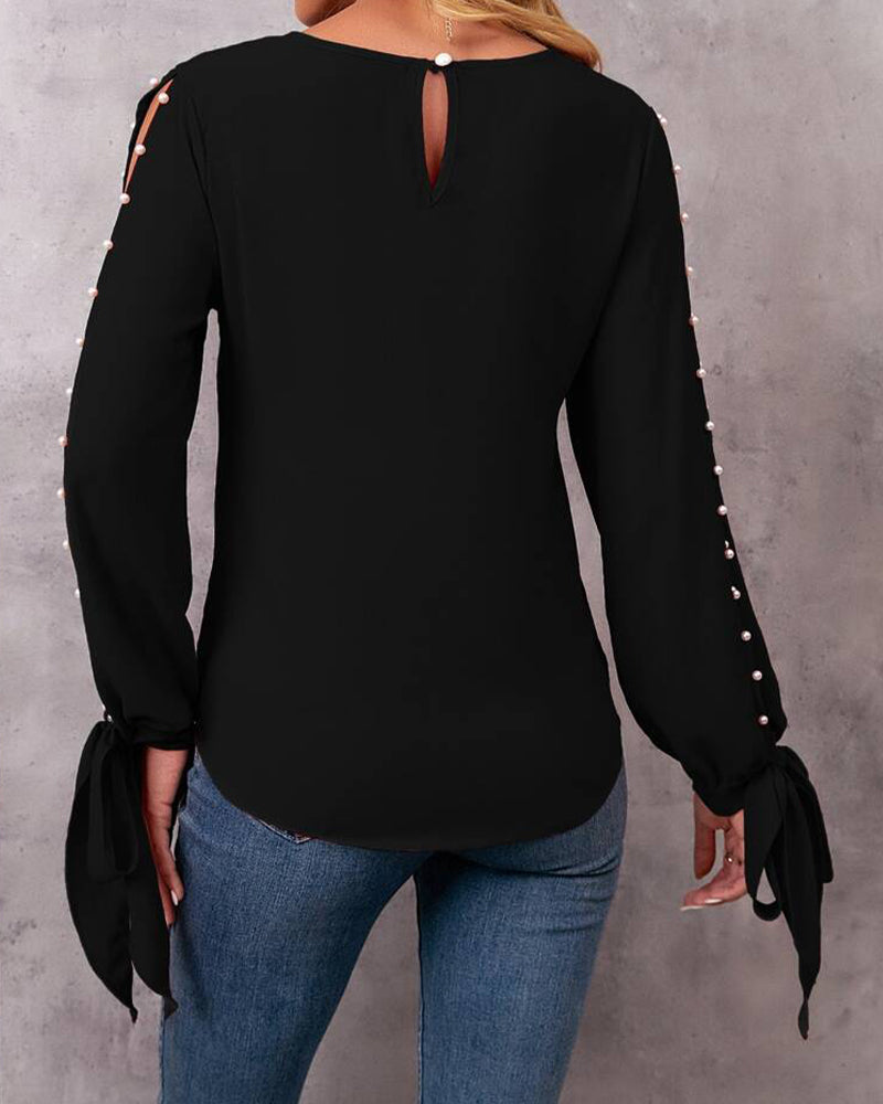 Top stilvoll einfarbig zum Binden perlenverziert