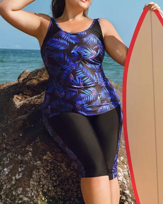 Urlaubs Bedruckter Ärmelloser Tankini