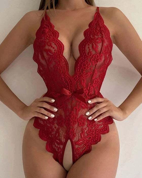 Trägerloses Spitzen-Bodysuit