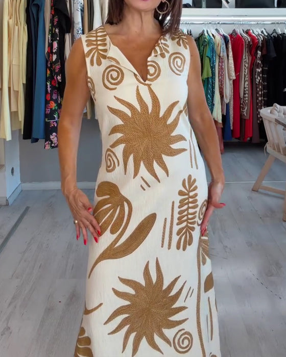 Kleid V-Ausschnitt Ärmellos Gerade