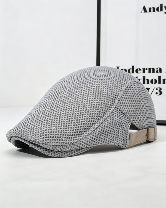 Herren Atmungsaktive Mesh Flache Mütze - Verstellbare Newsboy Ivy Baskenmütze Sommerhut