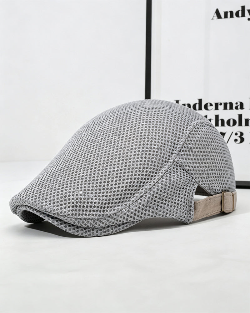 Herren Atmungsaktive Mesh Flache Mütze - Verstellbare Newsboy Ivy Baskenmütze Sommerhut
