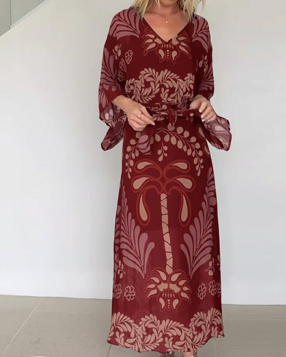 Kleid Boho V-Ausschnitt Weit