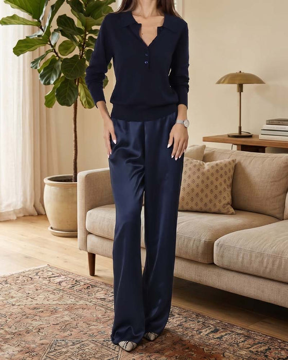 Hose Casual Unifarben Gerade