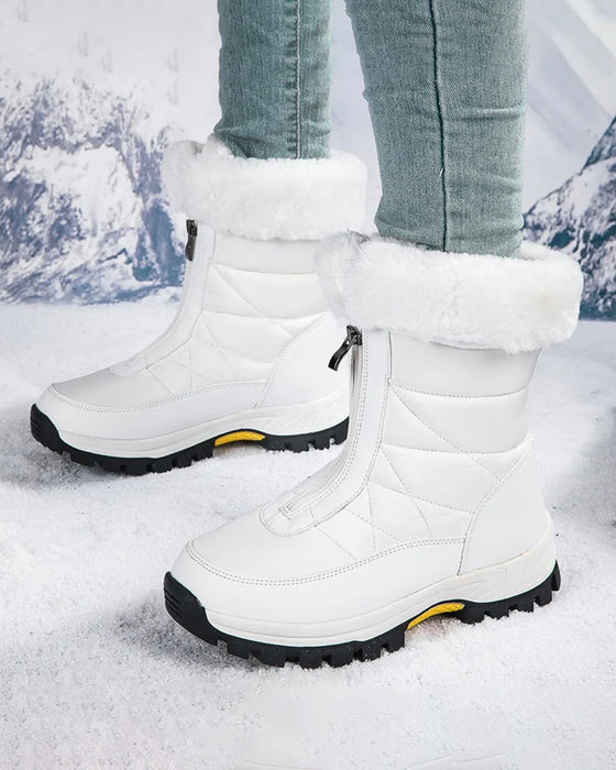 rutschfeste warme Schneestiefel mit Reißverschluss für Damen