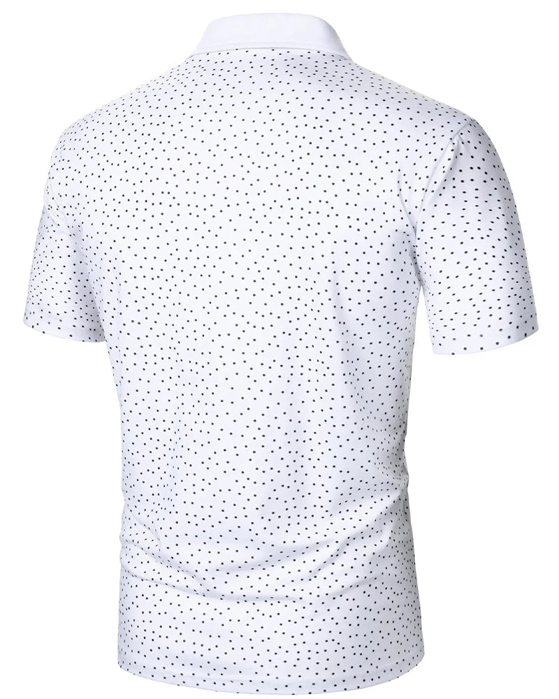 Lässiges Polo-Kragen-T-Shirt Mit Kleinen Punkten