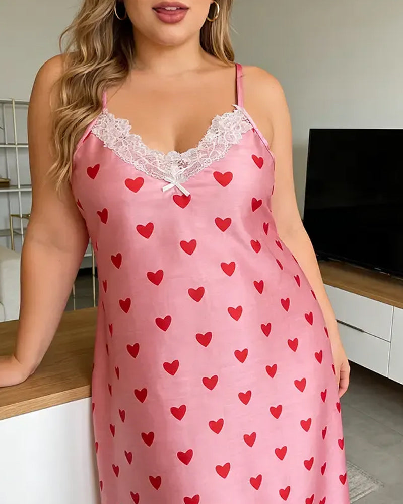 Schlafkleid Spaghettiträger Herz Spitze