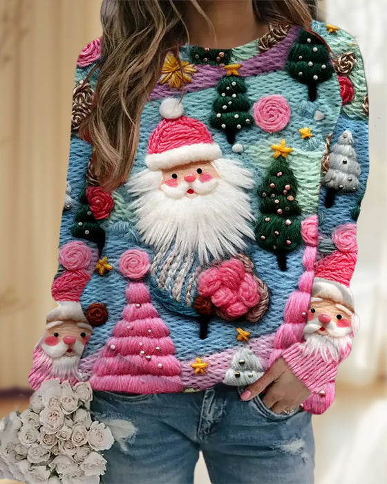 Hoodie Mit Weihnachtsbaum Und Weihnachtsmann-Drucken