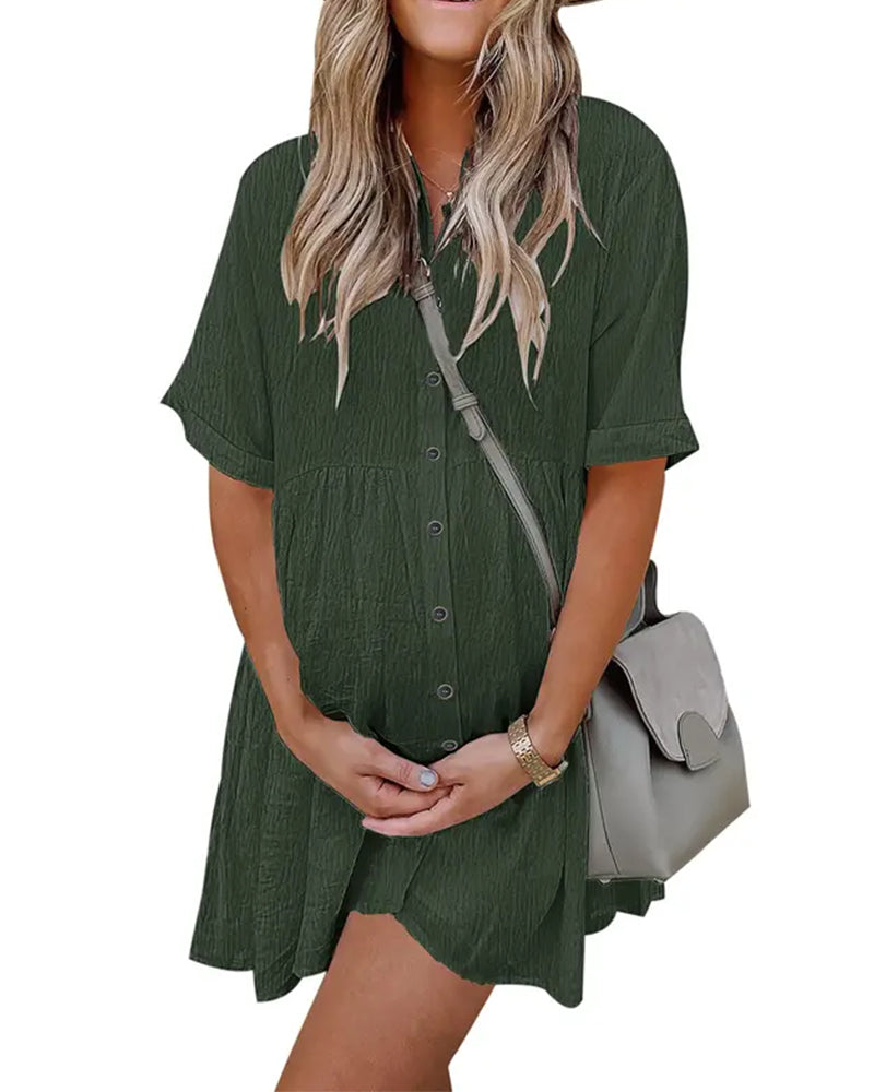 Kleid Knopfleiste Hemdenstil Lässig