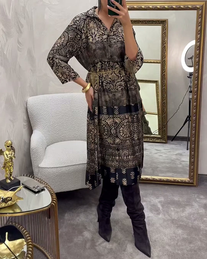 Legeres Hemd mit Print, Knopfleiste und Tasche