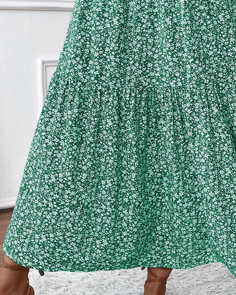 Rock Lagert Kleiner Blumenprint A-Linie Lang