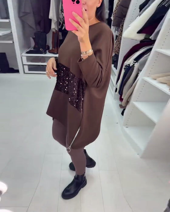 Weiter oversized Sweatshirt mit Pailletten