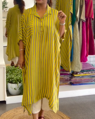 Kleid Revers Locker Gestreift Hemd