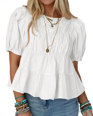Bluse Puffärmel Loose Fit Rüschen