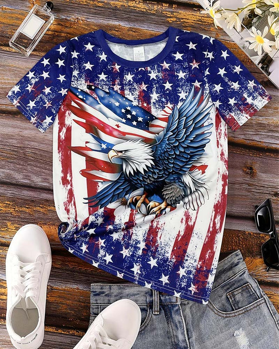 T-Shirt Sterne Und Streifen Adler Druck