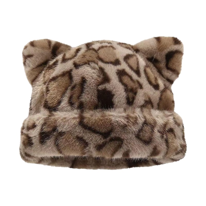 Hut Leopardenprint Plüsch Katzenohr