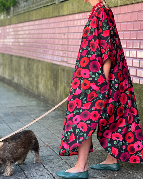 Kleid Halbarm V-Ausschnitt bedruckt locker